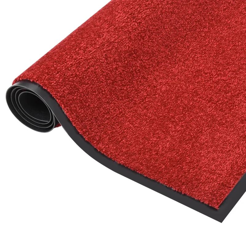 Paillasson de porte rouge 80 x 120 cm surface velours antidérapante style contemporain en polypropylène rouge 02_0046794