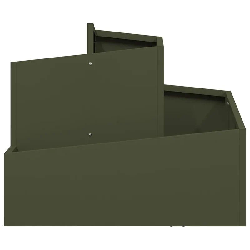 Cache-pot de jardin moderne extérieur 60 x 60 x 50 cm style industriel en acier vert olive 02_0052214