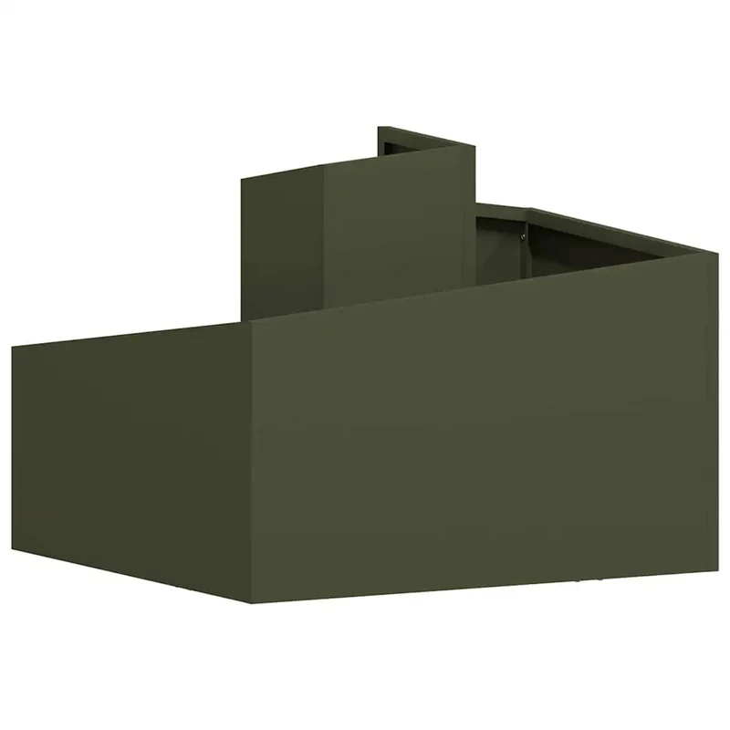 Cache-pot de jardin moderne extérieur 60 x 60 x 50 cm style industriel en acier vert olive 02_0052214