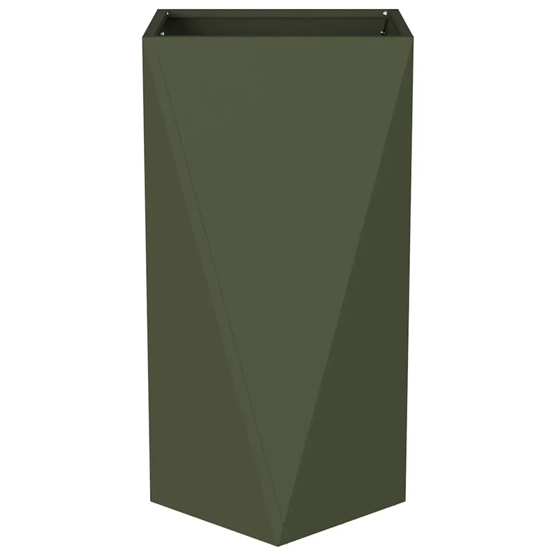 Jardinière moderne design extérieur 40 x 40 x 75 cm pratique résistante aux intempéries en acier vert olive 02_0053026