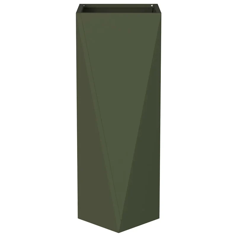 Lot de 2 jardinières modernes 30 x 30 x 75 cm extérieur pratiques design chic en acier vert olive 02_0053013