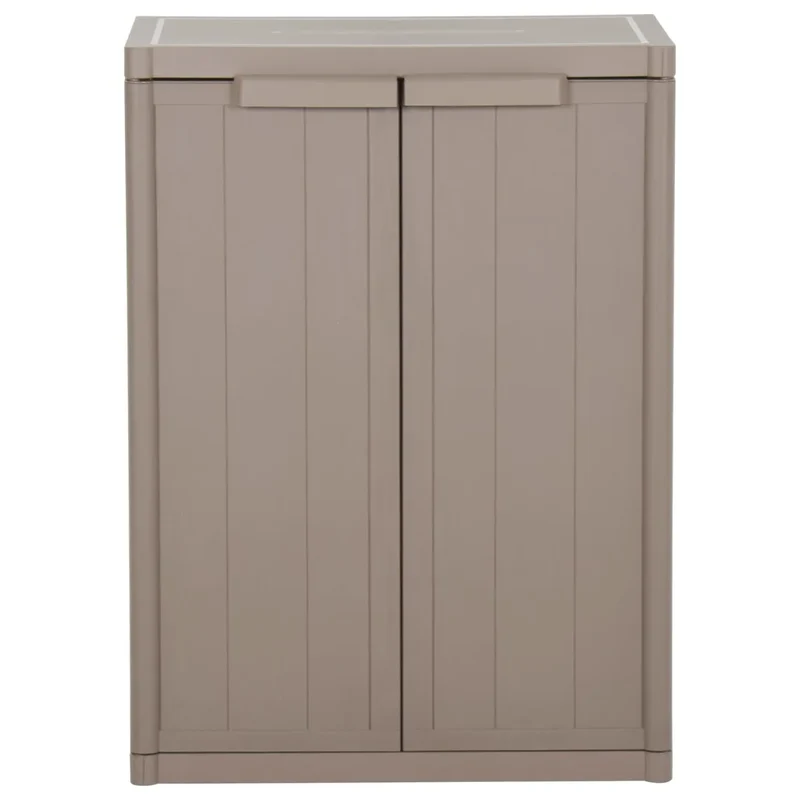 Armoire de rangement jardin 65 x 45 x 88 cm 2 étagères aspect bois moderne en PP marron 02_0046123