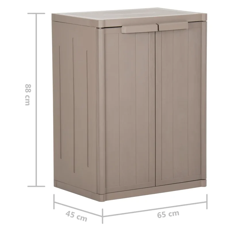 Armoire de rangement jardin 65 x 45 x 88 cm 2 étagères aspect bois moderne en PP marron 02_0046123