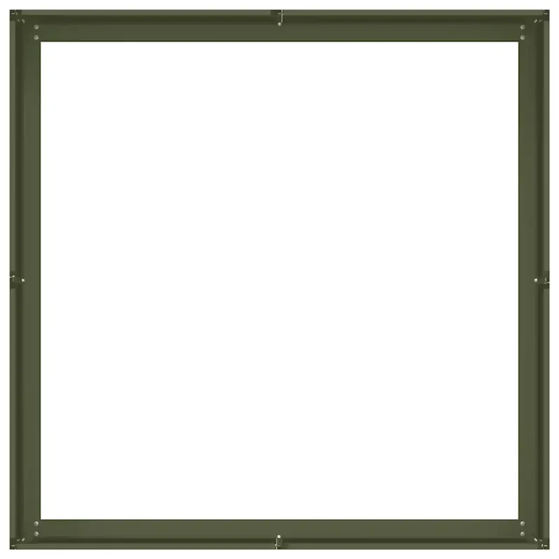 Jardinière élégante pour jardin terrasse 100 x 100 x 30 cm fond ouvert robuste en acier laminé à froid vert olive 02_0051591