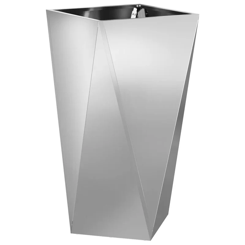 Jardinière design moderne extérieur 40 x 40 x 75 cm résistance aux intempéries style contemporain en acier galvanisé argent 02_0053030