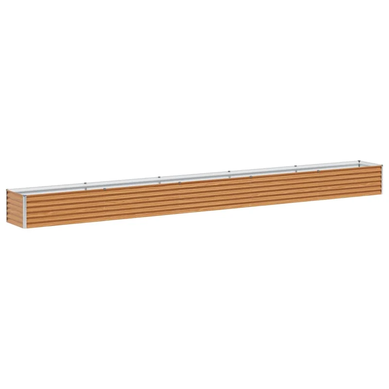 Jardinière surélevée design industriel 485 x 50 x 36 cm avec drainage optimal en acier galvanisé marron clair 02_0059034