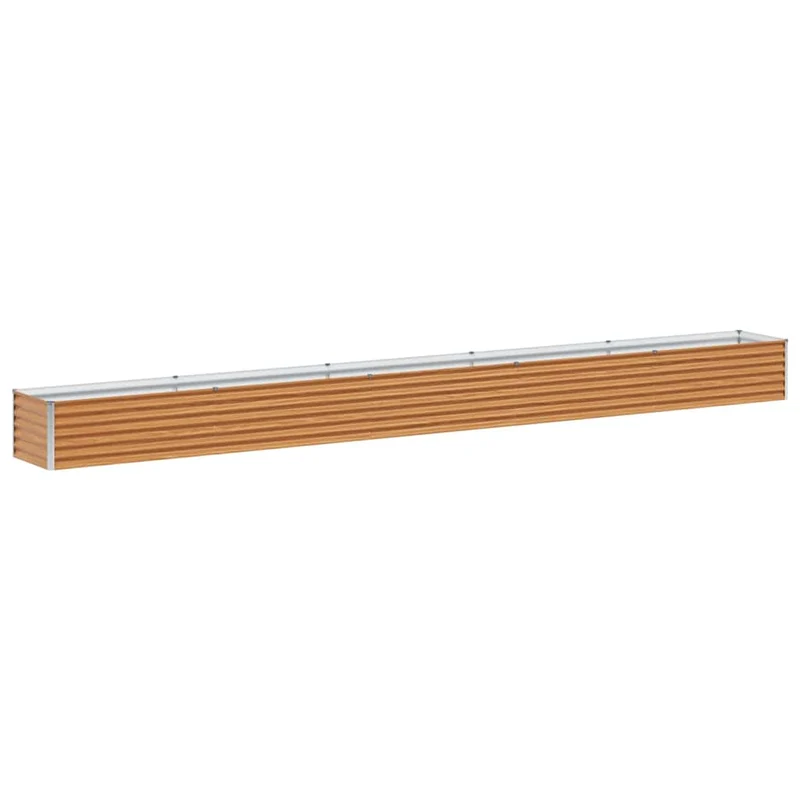 Jardinière surélevée design industriel 485 x 50 x 36 cm avec drainage optimal en acier galvanisé marron clair 02_0059034