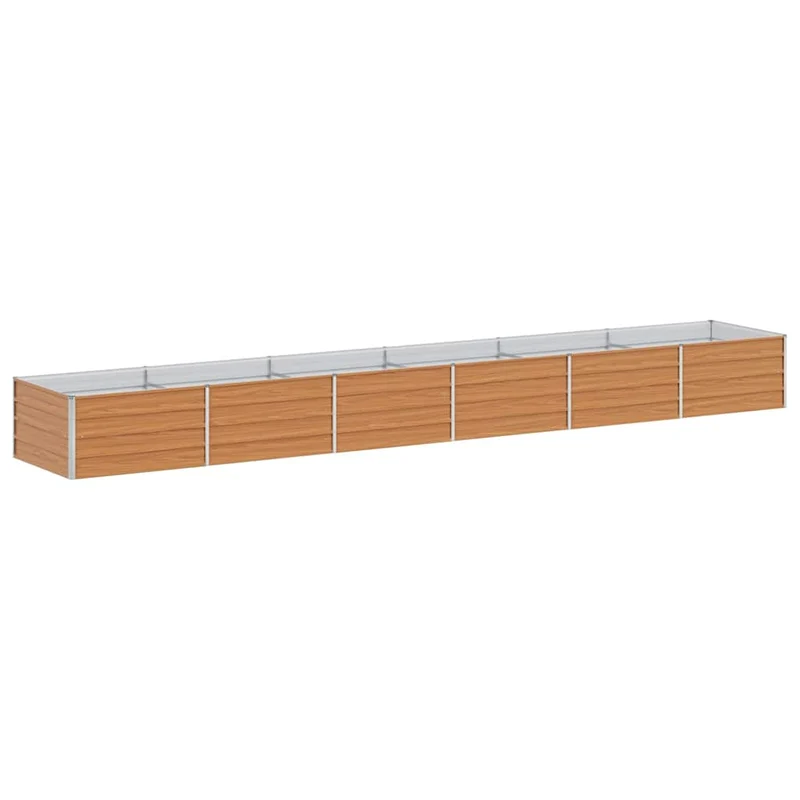 Jardinière surélevée à drainage intégré extérieure 480 x 80 x 45 cm en acier galvanisé marron clair 02_0059028