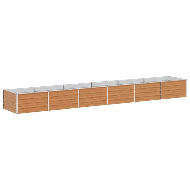 Jardinière surélevée à drainage intégré extérieure 480 x 80 x 45 cm en acier galvanisé marron clair 02_0059028