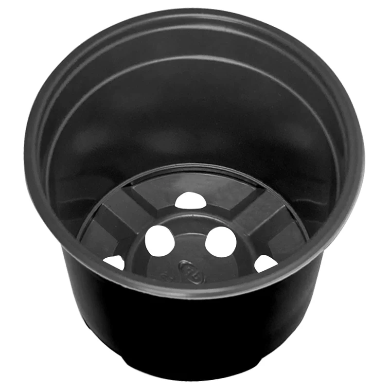 Lot de 200 pots à fleurs cylindriques 15 x 12,5 cm pratiques modernes en plastique noir 02_0059664