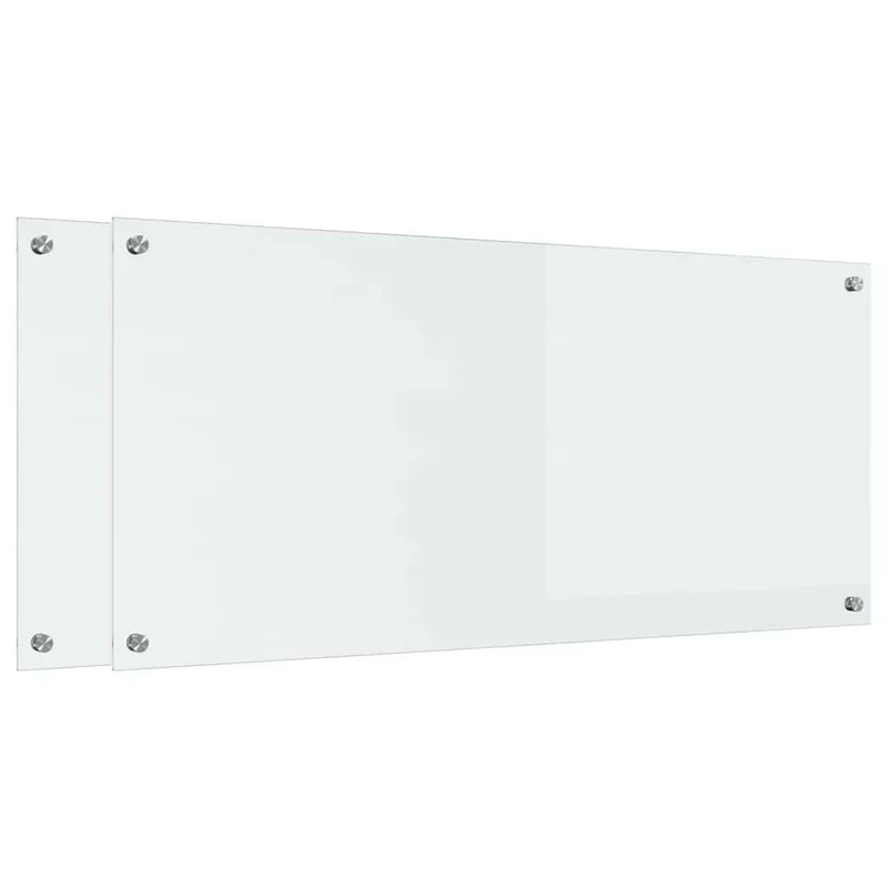 Lot de 2 dosserets de cuisine modernes et pratiques 110 x 50 cm design épuré et élégant en verre trempé transparent 02_0056263