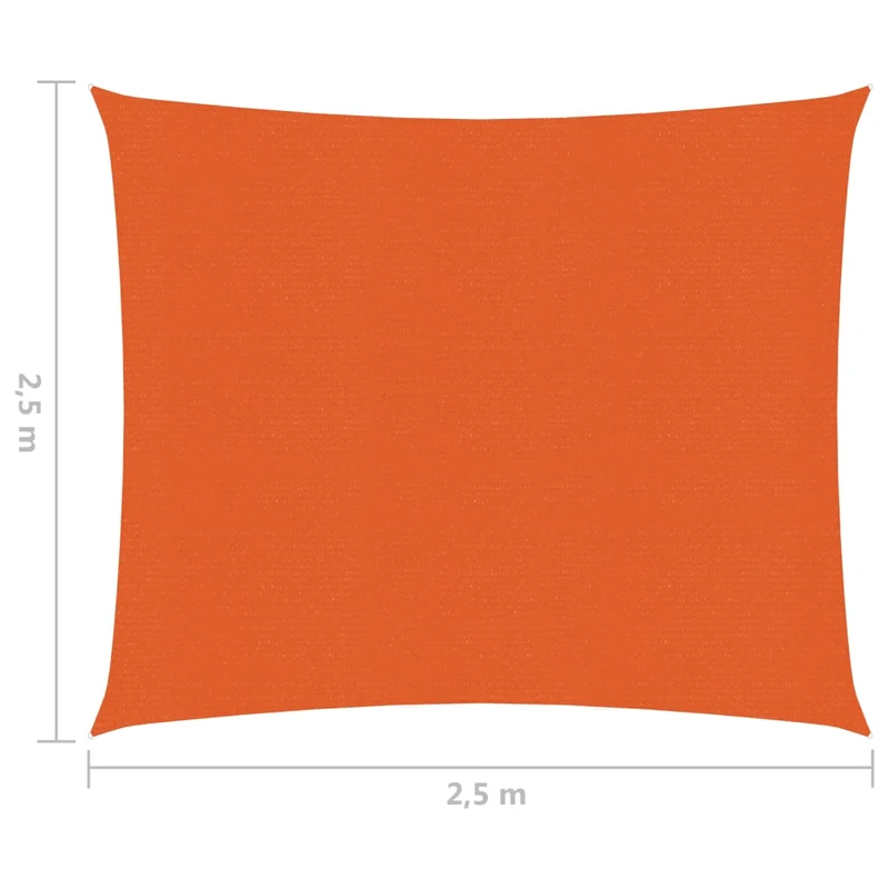 Voile toile d'ombrage parasol 160 g/m² orange 2,5 x 2,5 m PEHD 02_0009228