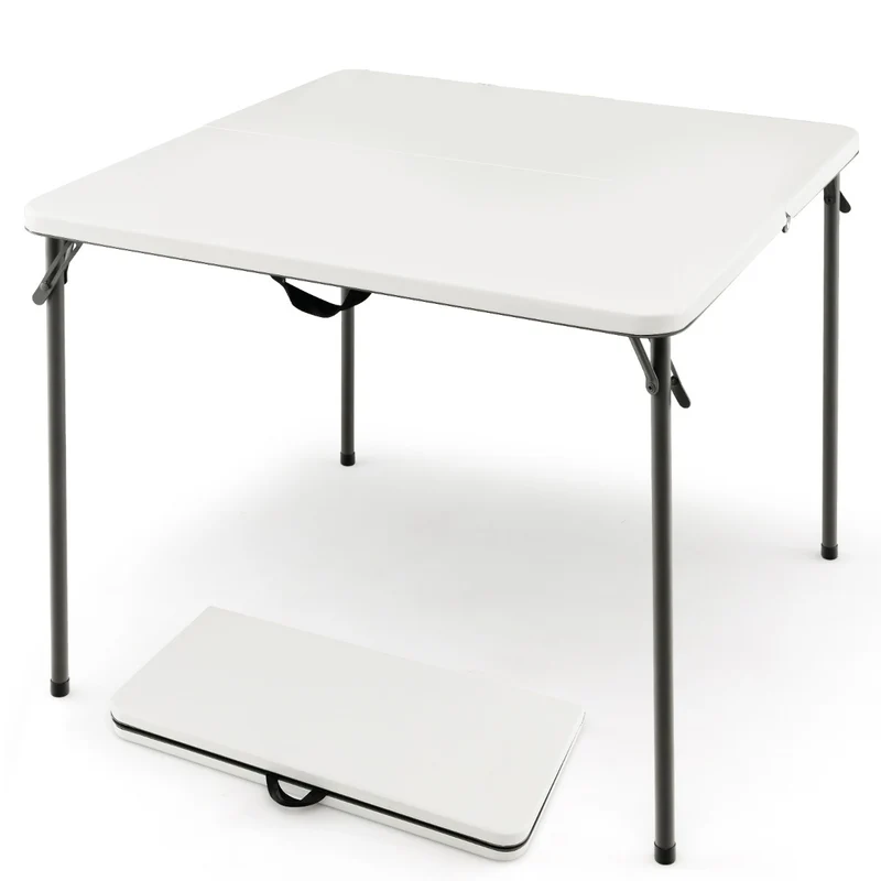 Table de camping pliante 86 x 86 x 73 cm légère résistante aux intempéries style moderne en HDPE blanc 20_0013916