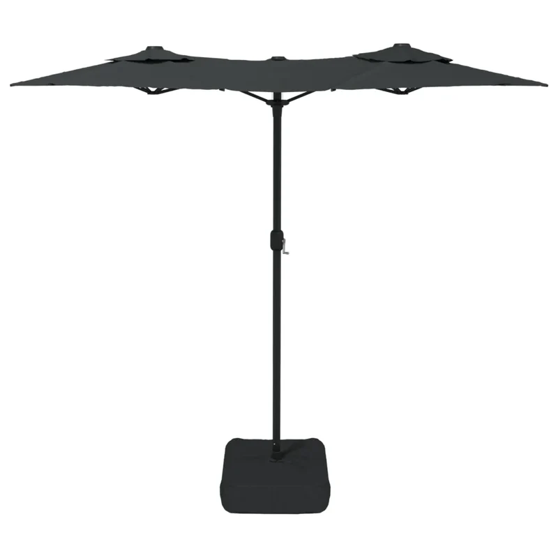 Parasol de jardin double tête avec éclairage LED 316 x 145 cm ambiance cosy design moderne en polyester anthracite 02_0047394