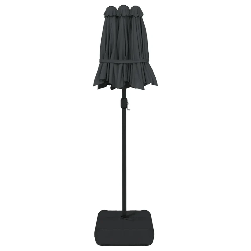 Parasol de jardin double tête avec éclairage LED 316 x 145 cm ambiance cosy design moderne en polyester anthracite 02_0047394
