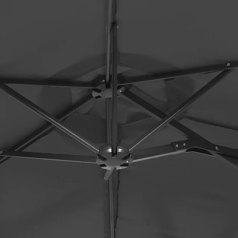 Parasol de jardin double tête avec éclairage LED 316 x 145 cm ambiance cosy design moderne en polyester anthracite 02_0047394