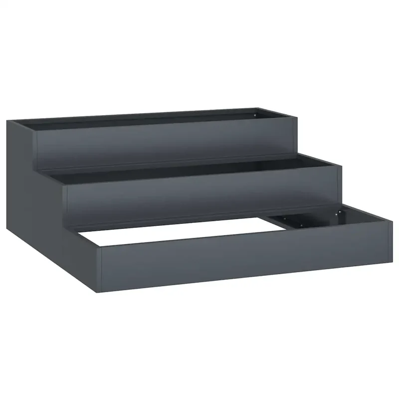 Cache-pot de jardin 90 x 90 x 35 cm résistant aux intempéries design moderne en métal anthracite 02_0052050
