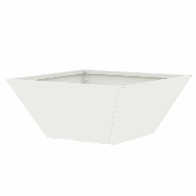 Cache-pot de jardin trapézoïdal moderne polyvalent pour extérieur 35 x 35 x 15 cm en acier laminé à froid blanc 02_0052356