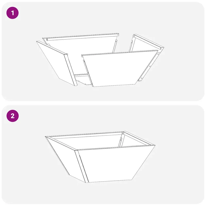 Cache-pot de jardin trapézoïdal moderne polyvalent pour extérieur 35 x 35 x 15 cm en acier laminé à froid blanc 02_0052356