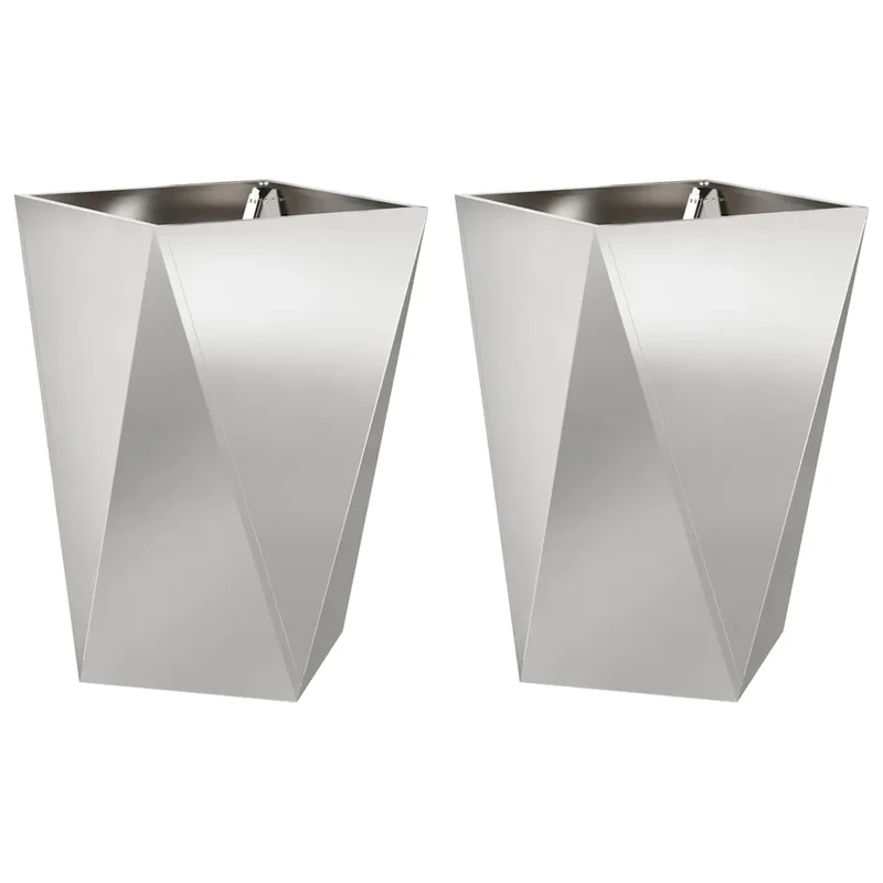 Lot de 2 jardinières rectangulaires modernes pour extérieur 50 x 50 x 75 cm en acier inoxydable argent 02_0053043