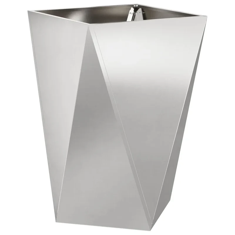 Lot de 2 jardinières rectangulaires modernes pour extérieur 50 x 50 x 75 cm en acier inoxydable argent 02_0053043