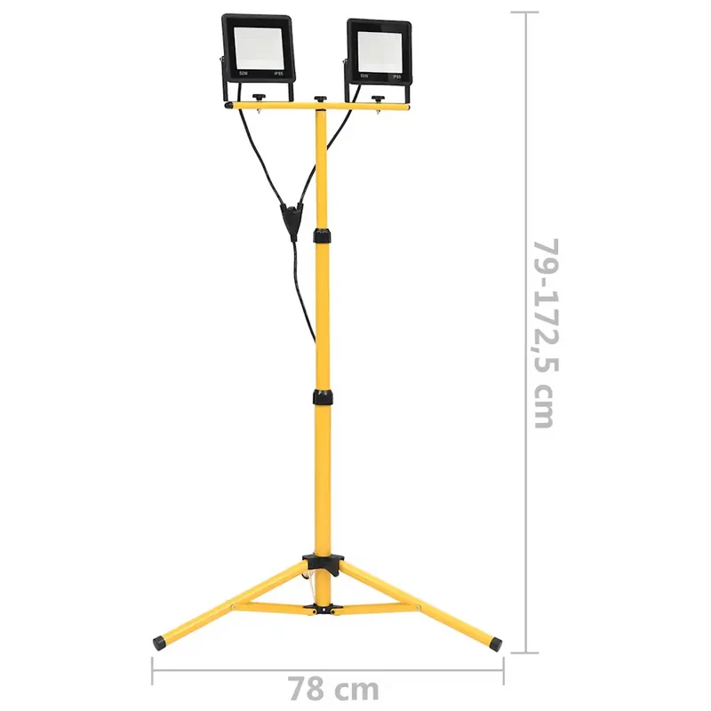 Projecteur à LED avec trépied réglable 78 x 78 x 172 cm puissance lumineuse élevée ambiance professionnelle en aluminium noir 02_0046115