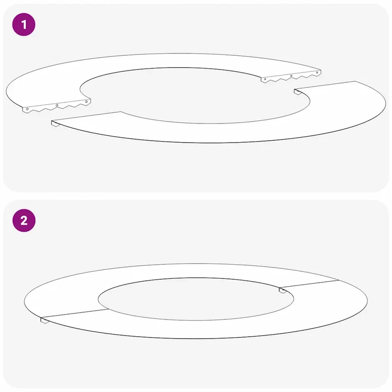 Lot de 5 anneaux d'arbre plats modernes 70 x 70 cm en acier blanc décor extérieur durable 02_0052302