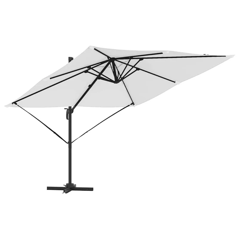 Parasol cantilever rectangulaire 286 x 284 x 265 cm ambiance contemporaine incliné rotatif en aluminium beige 02_0058707