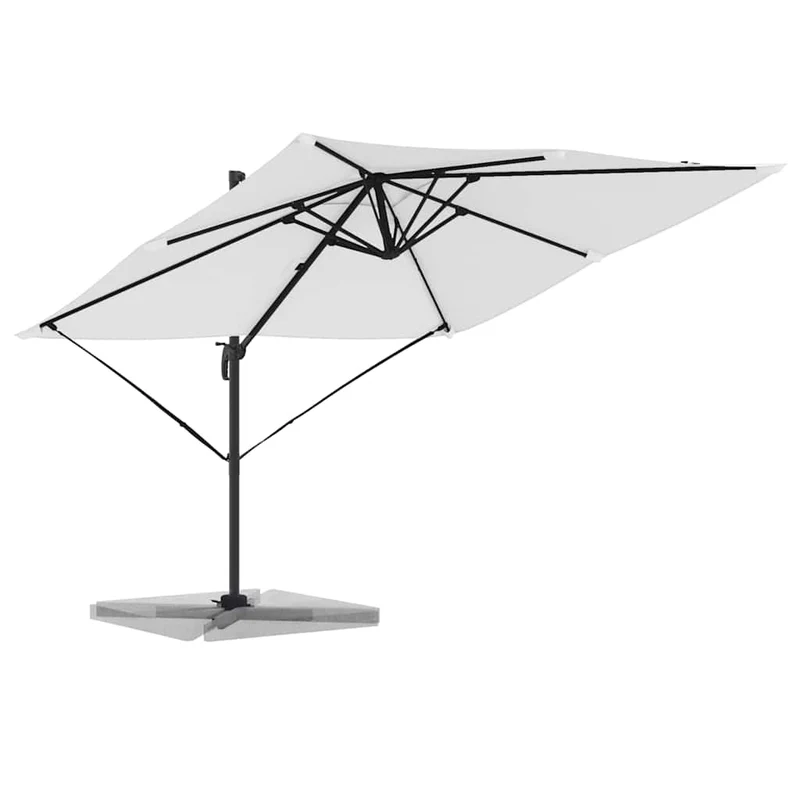 Parasol cantilever rectangulaire 286 x 284 x 265 cm ambiance contemporaine incliné rotatif en aluminium beige 02_0058707