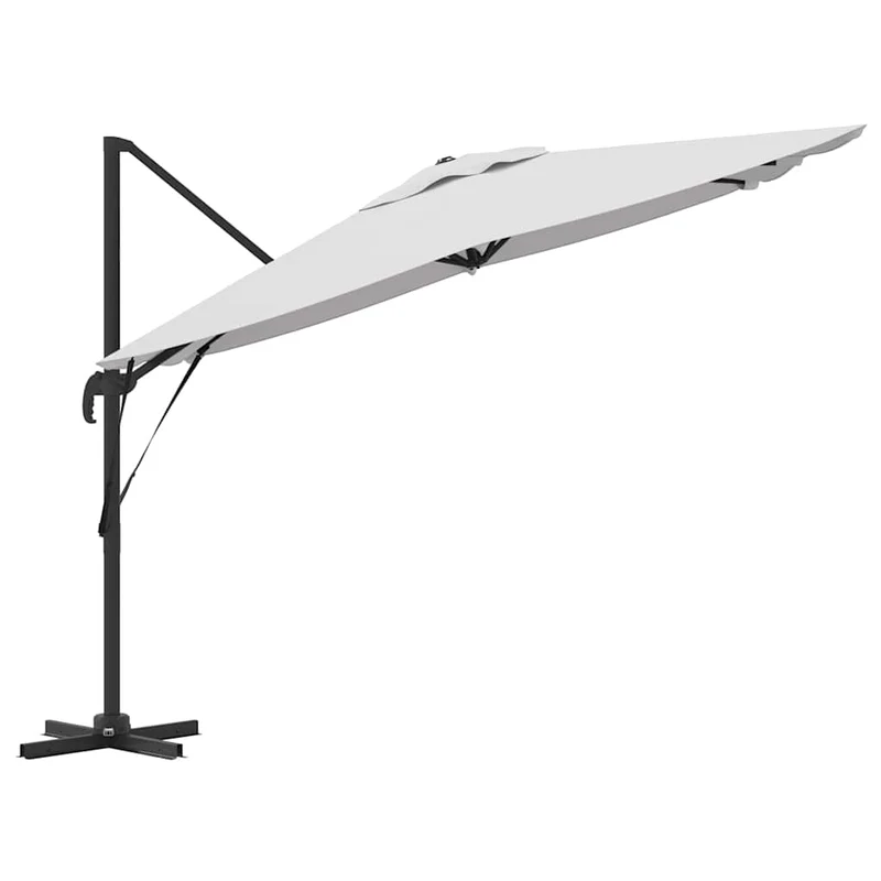 Parasol cantilever rectangulaire 286 x 284 x 265 cm ambiance contemporaine incliné rotatif en aluminium beige 02_0058707