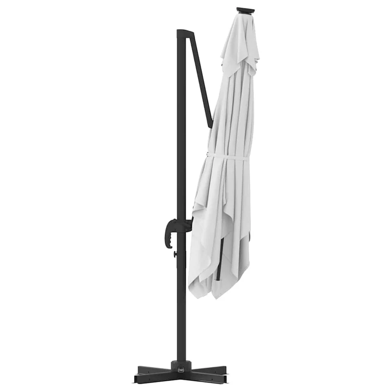 Parasol cantilever rectangulaire 286 x 284 x 265 cm ambiance contemporaine incliné rotatif en aluminium beige 02_0058707