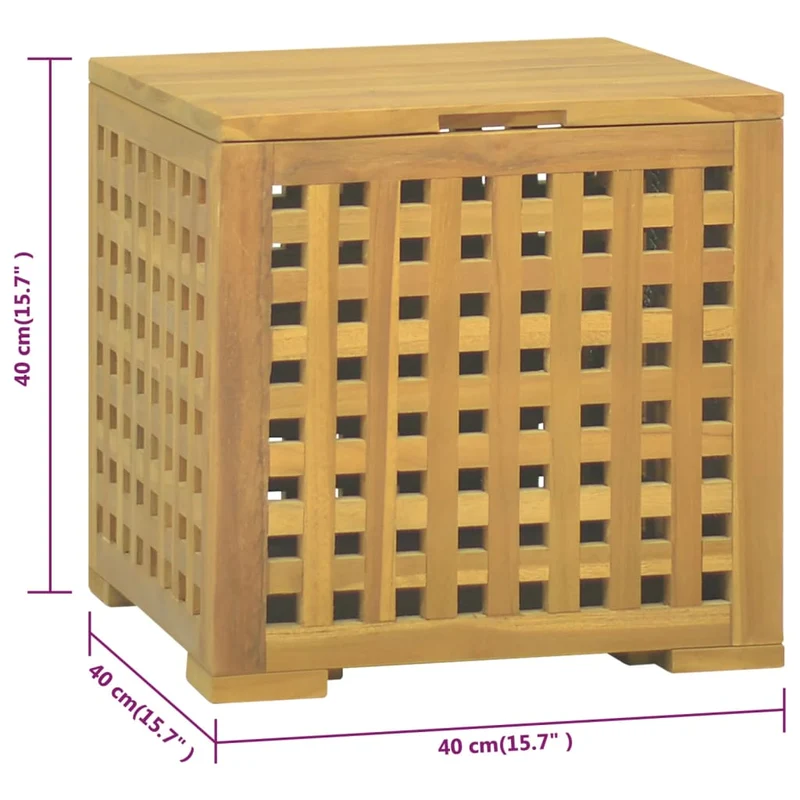 Boîte à corde 40 x 40 x 40 cm bois massif de teck 02_0013143