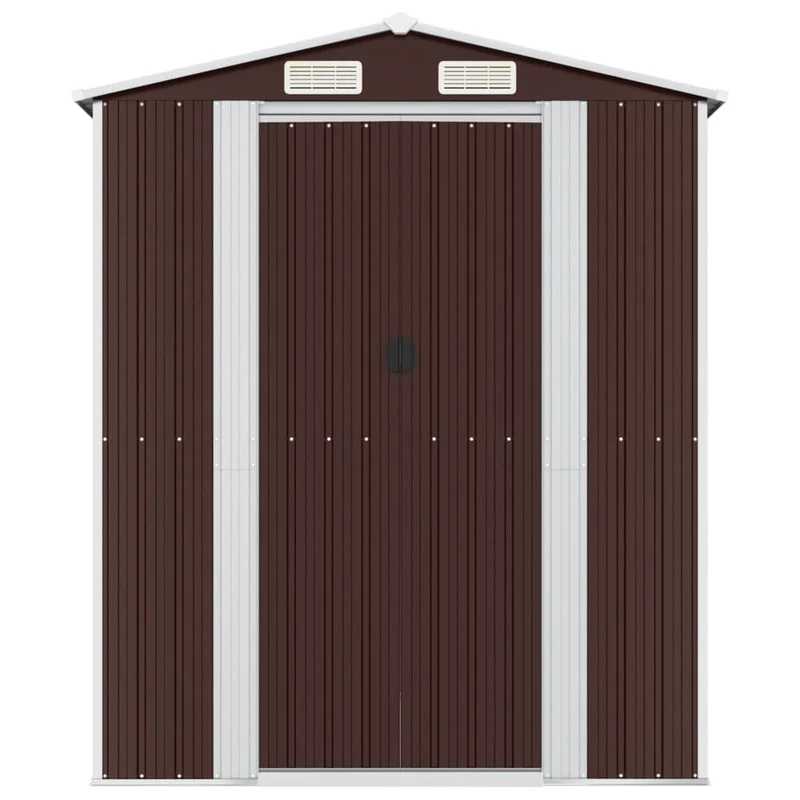Abri de jardin cabane cabanon maison de stockage remise extérieur hangar outils robuste foncé 192 x 191 x 223 cm acier galvanisé marron 02_0022317