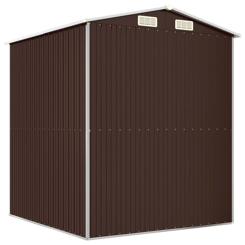 Abri de jardin cabane cabanon maison de stockage remise extérieur hangar outils robuste foncé 192 x 191 x 223 cm acier galvanisé marron 02_0022317