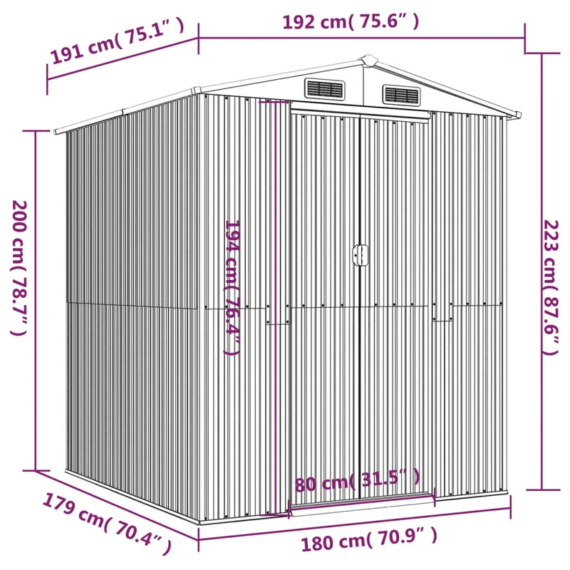 Abri de jardin cabane cabanon maison de stockage remise extérieur hangar outils robuste foncé 192 x 191 x 223 cm acier galvanisé marron 02_0022317