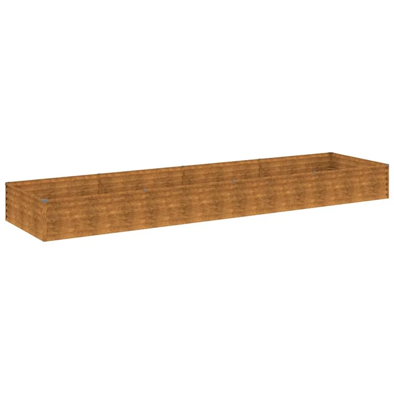 Jardinière bac lit surélevé plantes fleurs terrasse jardin de jardin 387 x 100 x 36 cm acier corten marron 02_0039444