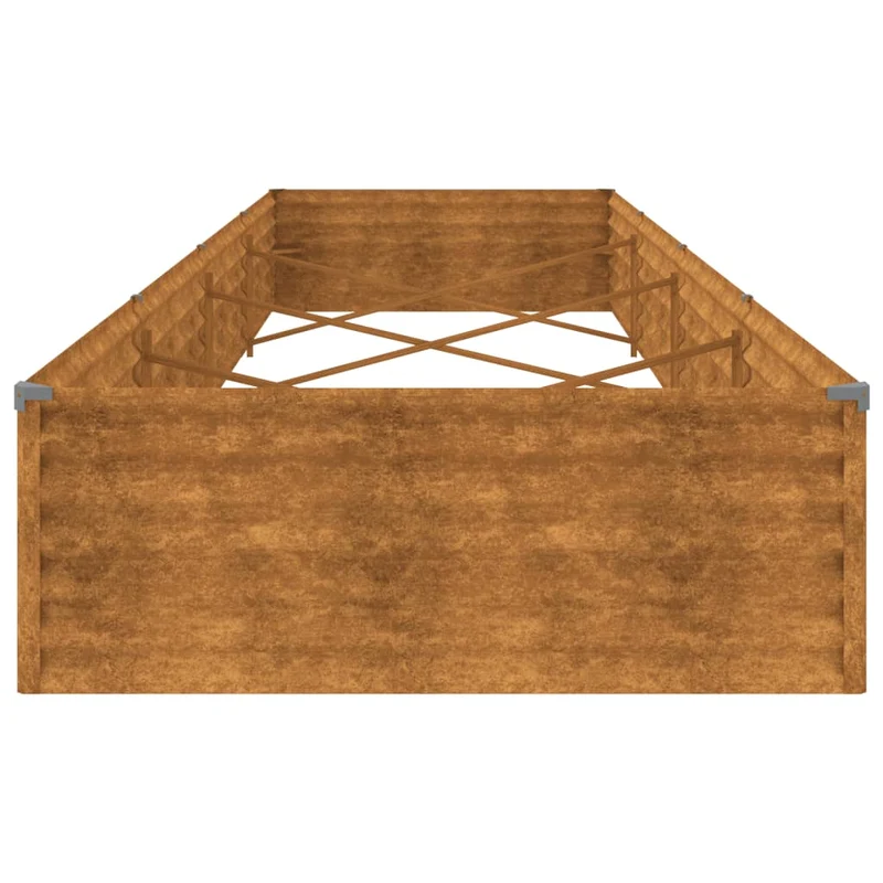 Jardinière bac lit surélevé plantes fleurs terrasse jardin de jardin 387 x 100 x 36 cm acier corten marron 02_0039444