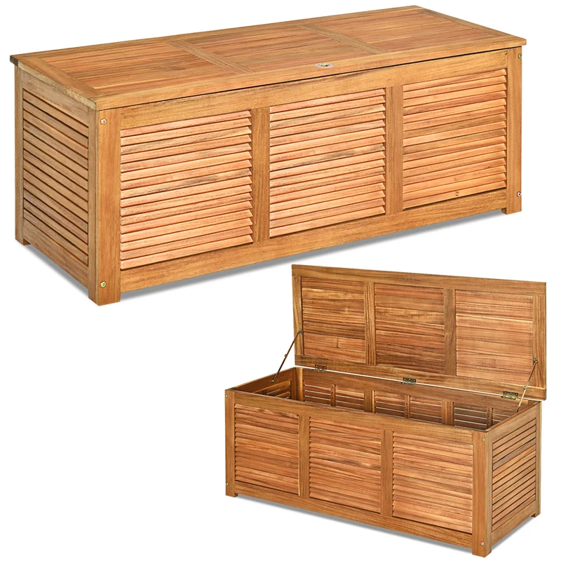 Malle de rangement multifonctionnelle 120 x 45 x 45 cm charge max 150kg ambiance cosy en bois acacia naturel 20_0019406