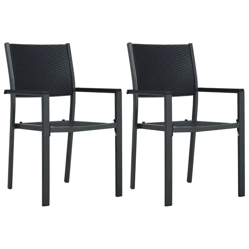 Ensemble de salle à manger de jardin meuble extérieur 7 pièces noir et blanc 02_0014044
