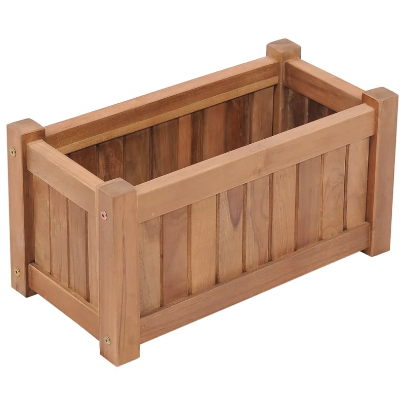Jardinière lit surélevé plantes fleurs jardin 50 x 25 x 25 cm bois de teck solide 02_0000936