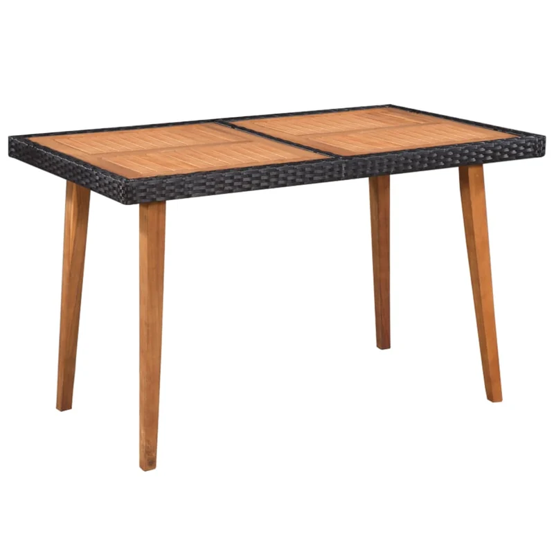 Mobilier à dîner de jardin 5 pièces résine tressée noir et marron 02_0014794