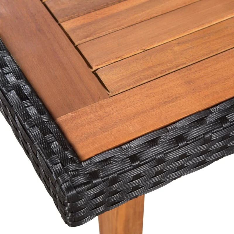 Mobilier à dîner de jardin 5 pièces résine tressée noir et marron 02_0014794