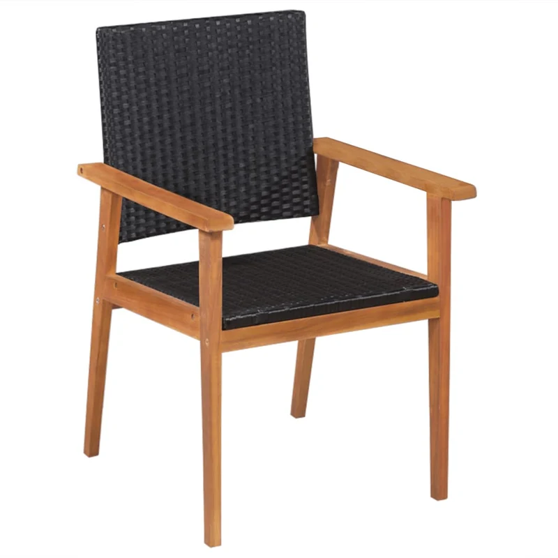 Mobilier à dîner de jardin 5 pièces résine tressée noir et marron 02_0014794