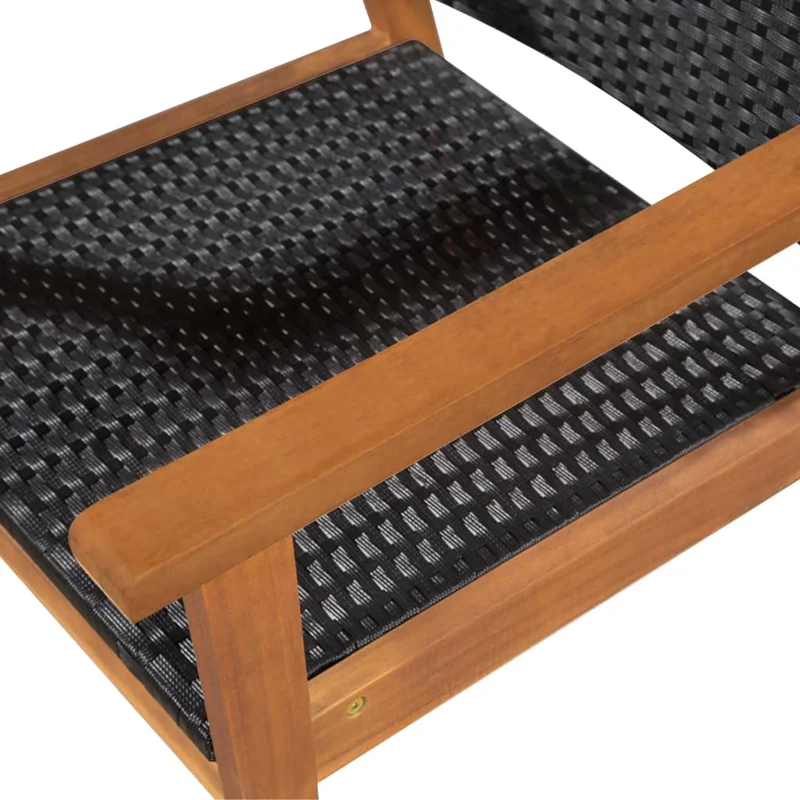 Mobilier à dîner de jardin 5 pièces résine tressée noir et marron 02_0014794