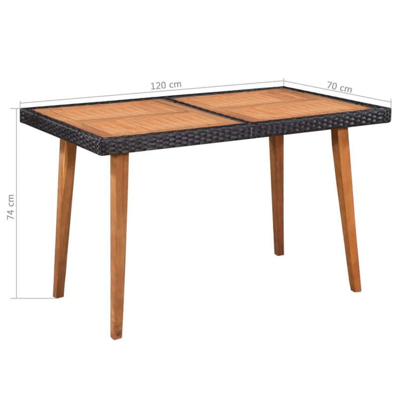 Mobilier à dîner de jardin 5 pièces résine tressée noir et marron 02_0014794