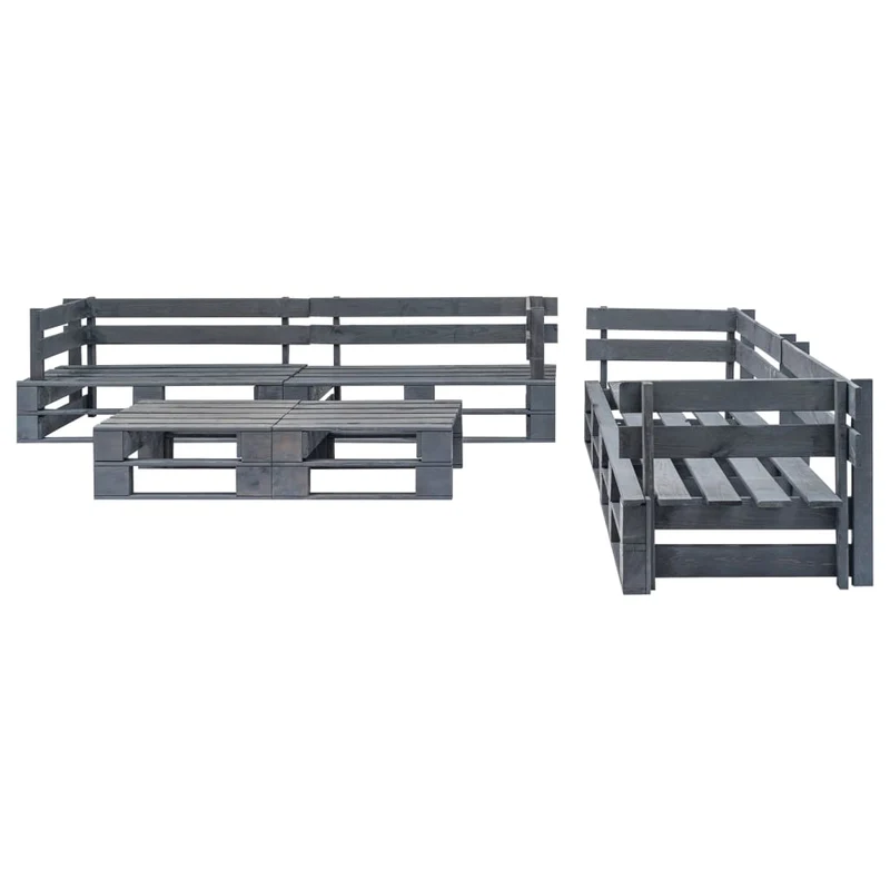 Salon de jardin meuble d'extérieur ensemble de mobilier palette 6 pièces bois gris 02_0018464