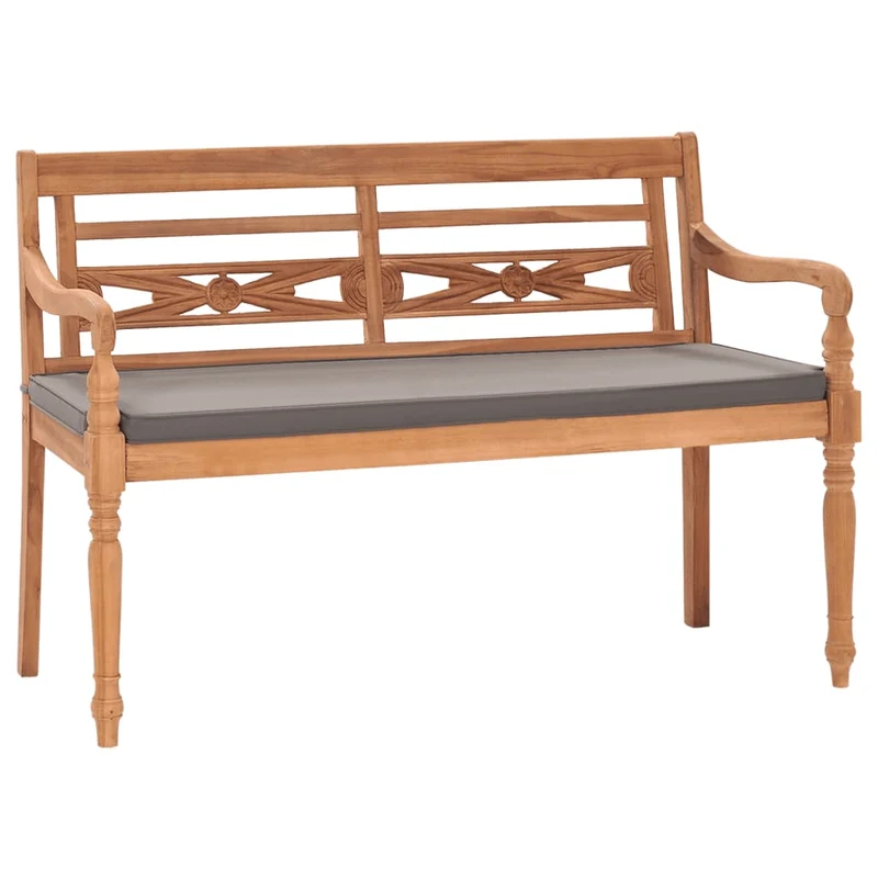 Banc de jardin meuble de patio d'extérieur terrasse avec coussin gris foncé 120 cm bois de teck massif 02_0011076