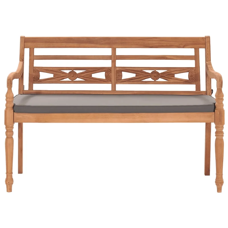 Banc de jardin meuble de patio d'extérieur terrasse avec coussin gris foncé 120 cm bois de teck massif 02_0011076