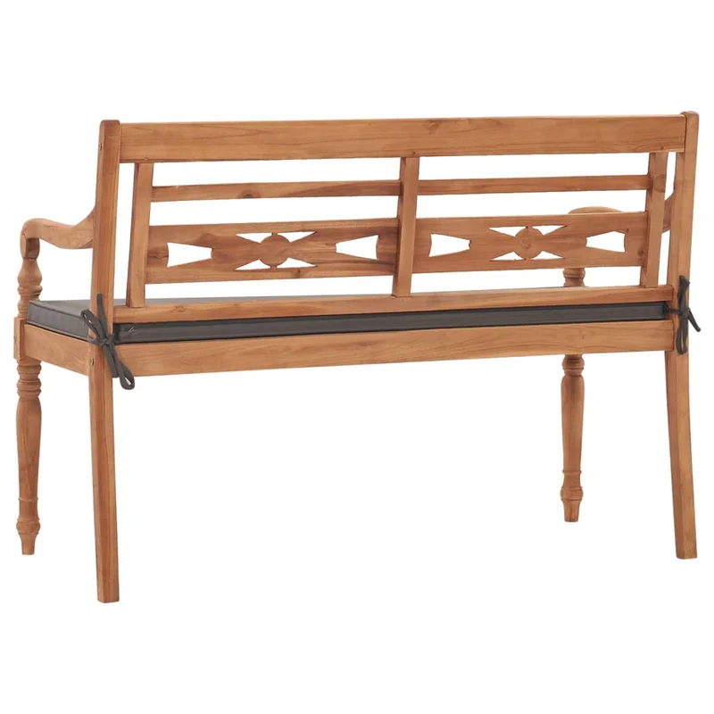 Banc de jardin meuble de patio d'extérieur terrasse avec coussin gris foncé 120 cm bois de teck massif 02_0011076