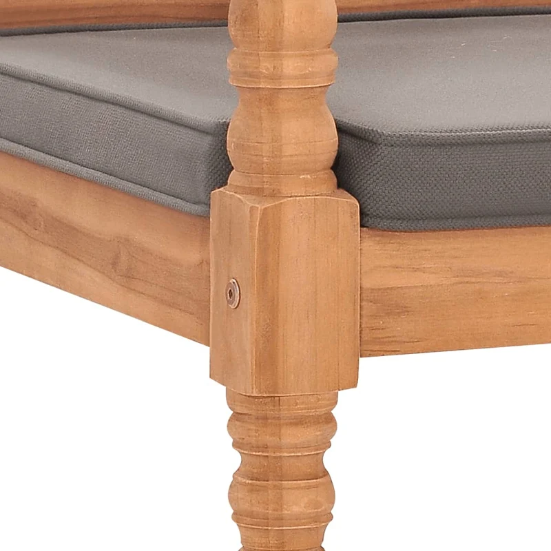 Banc de jardin meuble de patio d'extérieur terrasse avec coussin gris foncé 120 cm bois de teck massif 02_0011076